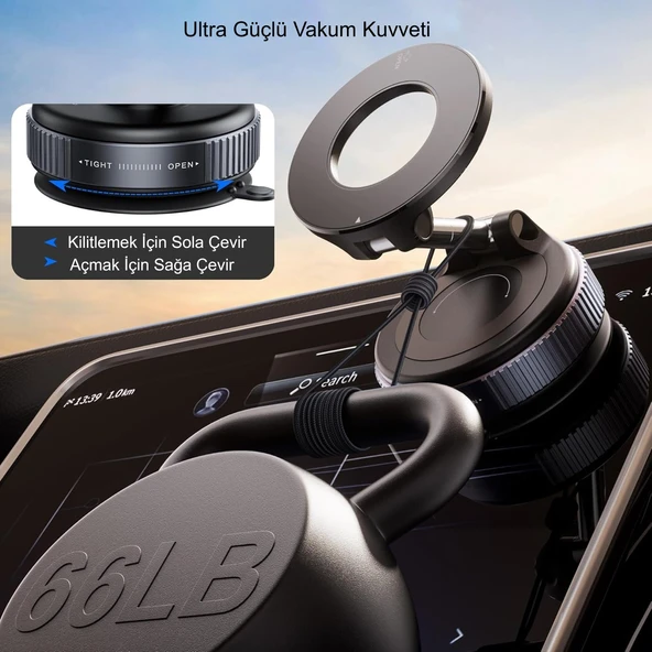 TriLine Manyetik Vakum Araç Montaj Telefon Üniversal Tutucu X68 Stand 360 ° Ayarlanabilir Katlanabilir - 4