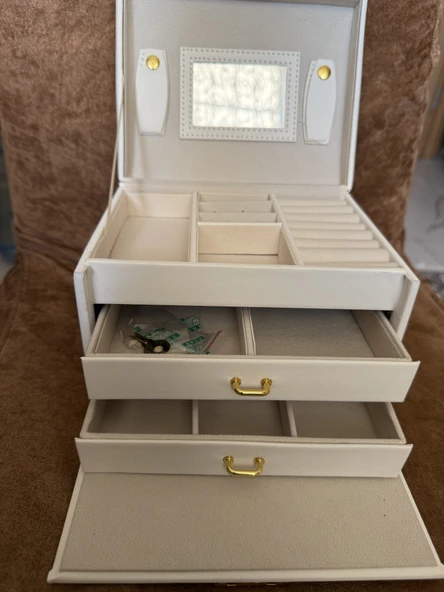 3 Katlı Modern Takı Organizer,Kilitlenebilir - 3