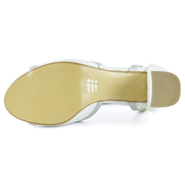 Erkan Saçmacı Charlotte Beyaz Gümüş Çapraz Bantlı Kalın Topuklu Zarif Gelinlik Ayakkabı - 7