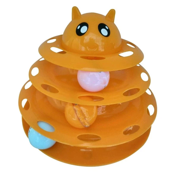 Kedi Başlıklı 3 Katlı Kedi Oyuncağı TdrTr
