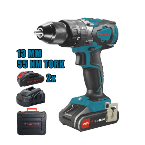 Catpower Li-İon 20V Çift Akülü Darbeli Vidalama Kömürsüz CAT4110