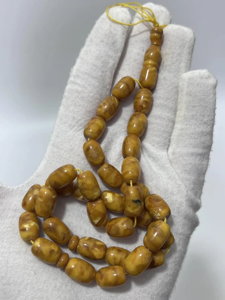 Kapsül Kesim Doğal Kaya Damla Kehribar Tesbih 33lük 19,84 Gram - 3