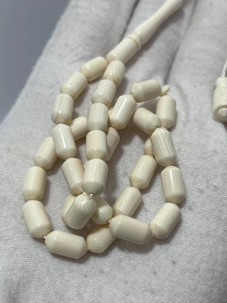 Kesme Fildişi Tesbih 12,61 Gram - Koleksiyonluk Fil Dişi Tespih - Resim 4