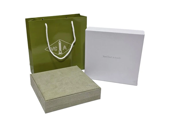 Van Cleef & Arpels Kadife Kolye Set Takı Kutusu (Çantalı)