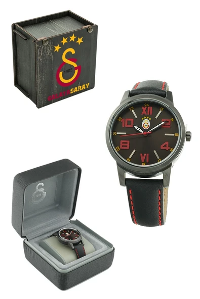 Galatasaray Orijinal Deri Kordonlu Bayan Kol Saati Ahşap Kutulu