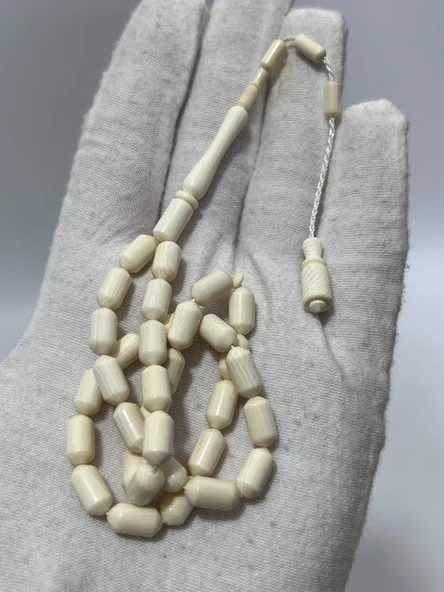 Kesme Fildişi Tesbih 12,61 Gram - Koleksiyonluk Fil Dişi Tespih - Resim 3