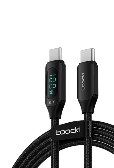 Toocki 100W Dijital Ekran Type-C To Type-C Pd Hızlı Şarj Kablosu 200cm