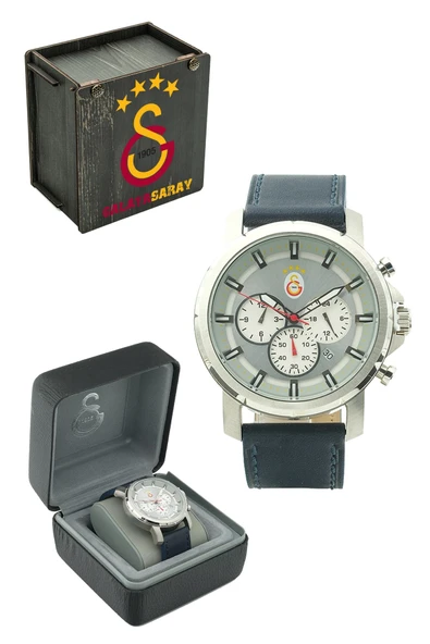 Galatasaray Orijinal Deri Kordonlu Multifonksiyonel Kol Saati Ahşap Kutulu