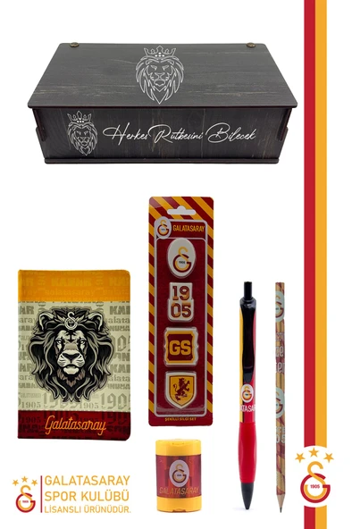 Galatasaray Orijinal Lisanslı Kalem Kalemtraş Bloknot Silgi Hediyelik Set