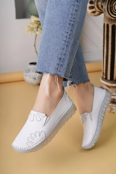 Ayakdaş Saraç Detaylı Hakiki Deri Kadın Babet Ayakkabı ürün görseli 1