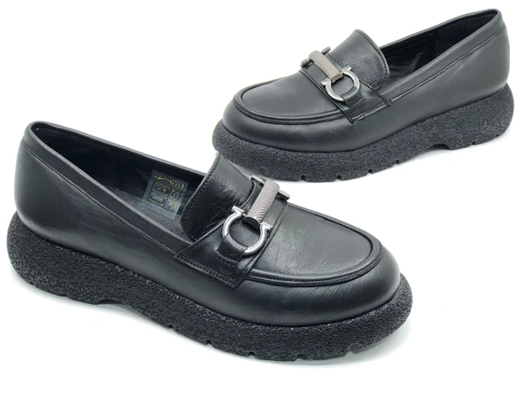 Ayakdaş 3755 Kalın Taban Kadın Loafer Hakiki Deri Babet Ayakkabı - Resim 2