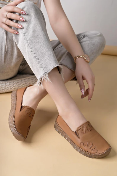 Ayakdaş Saraç Detaylı Hakiki Deri Kadın Babet Ayakkabı - Resim 3