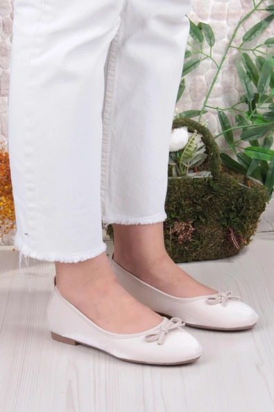 Fort 01-631 Soft Fiyonk Detaylı Şık Ev İş Ofis Rahat Günlük Ayakkabı Kadın Babet - Resim 8