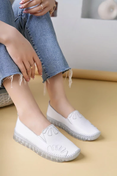 Ayakdaş Saraç Detaylı Hakiki Deri Kadın Babet Ayakkabı - Resim 10