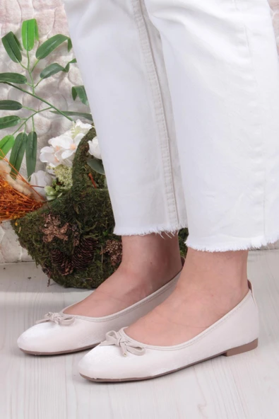 Fort 01-631 Soft Fiyonk Detaylı Şık Ev İş Ofis Rahat Günlük Ayakkabı Kadın Babet - Resim 7