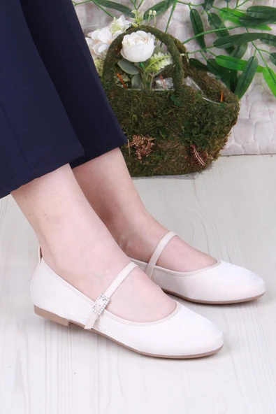 Fort 01-630 Soft Toka Detaylı Şık Ev İş Ofis Rahat Günlük Ayakkabı Kadın Babet - Resim 6