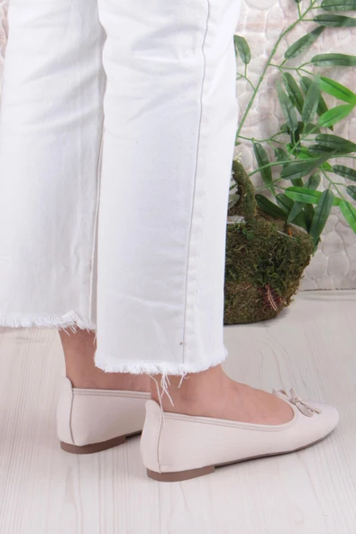 Fort 01-631 Soft Fiyonk Detaylı Şık Ev İş Ofis Rahat Günlük Ayakkabı Kadın Babet - Resim 9