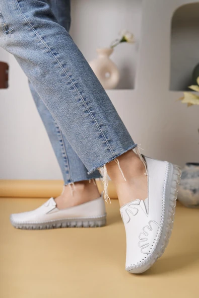 Ayakdaş Saraç Detaylı Hakiki Deri Kadın Babet Ayakkabı - Resim 11