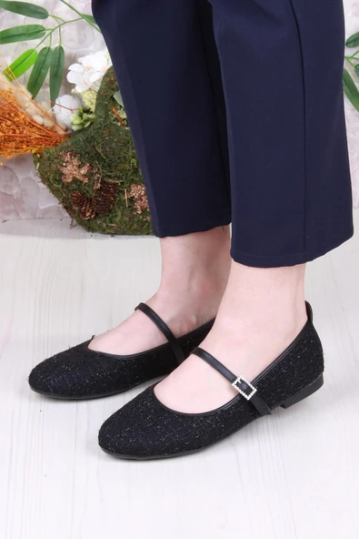 Fort 01-629 Soft Toka Detaylı Şık Ev İş Ofis Rahat Günlük Ayakkabı Kadın Babet - Resim 2