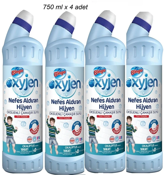 Bingo Oksijenli Çamaşır Suyu Okaliptüs 750 ml x 4 adet