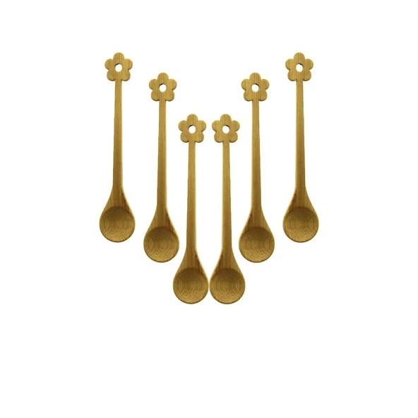 6 PCS   MİNİ   BAMBU AHŞAP KAŞIK   14.5CM (5047)