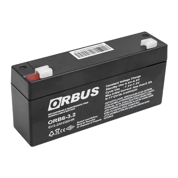 AKÜ 6 VOLT 3.2 AMPER ORBUS ORB6-3.2 ( 135 X 33 X 60 MM ) (5047)