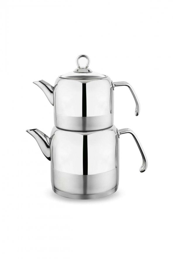 Schafer Ada 4parça Metal Kulplu Çaydanlık Büyük Boy İnox