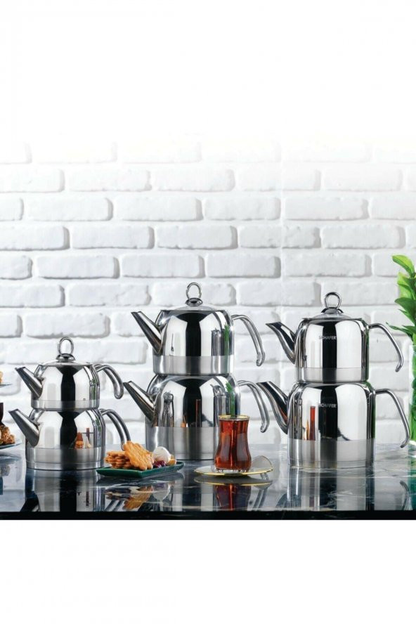 Schafer Ada 4parça Metal Kulplu Çaydanlık Büyük Boy İnox - 2