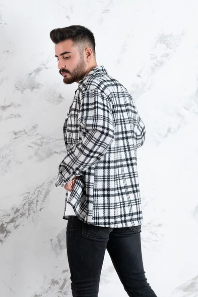 OVERSİZE EKOSELİ ERKEK GÖMLEK - Resim 5