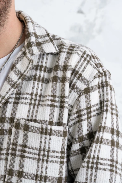 OVERSİZE EKOSELİ ERKEK GÖMLEK - Resim 8