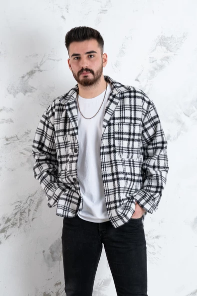 OVERSİZE EKOSELİ ERKEK GÖMLEK - Resim 2