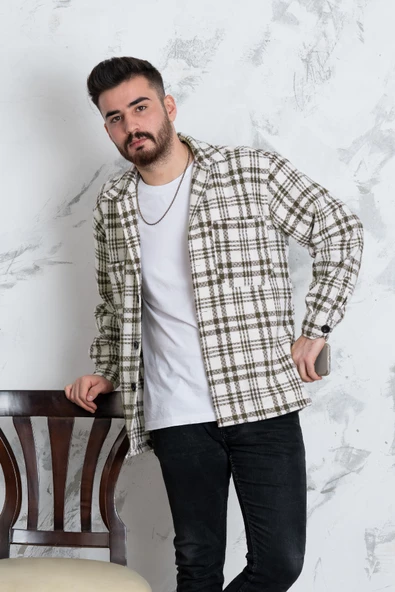 OVERSİZE EKOSELİ ERKEK GÖMLEK - Resim 9