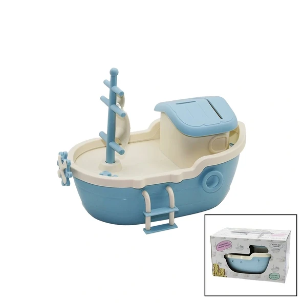 BÜYÜK GEMİ KUMBARA KİLİTLİ RENKLİ PLS. TBN:10X18CM - GÜVERTE: 14.5X24.5CM Y: 8-10-13CM (5047)