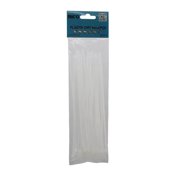 25PCS   BEYAZ   3.6X200MM  PLASTİK CIRT KELEPÇE (5047)