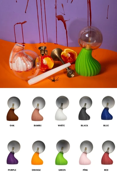 Handmade Dekoratif Şık Biyobozunur Plastik 10 Cm Dimmer Kablolu Hayalet Spooky Masa Gece Lambası - Resim 6