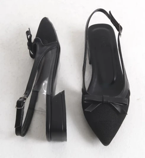 Feles Fiyonk Dantel Detaylı Arkası Açık Kadın Babet Ayakkabı - Resim 6