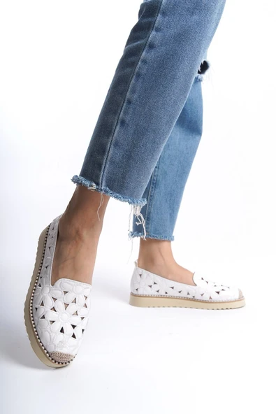 Feles Çiçek Detaylı Kadın Babet Ayakkabı - Resim 7