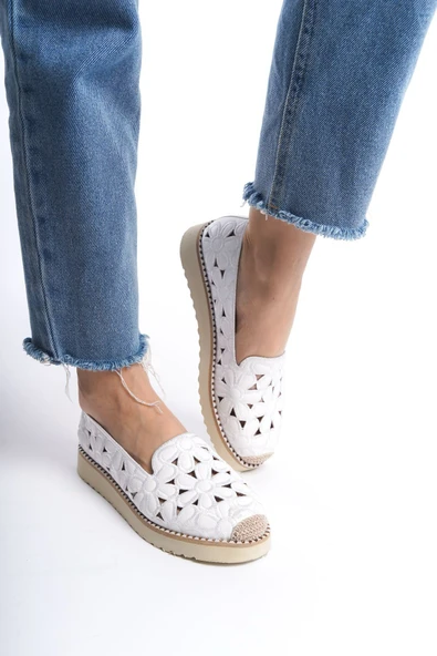 Feles Çiçek Detaylı Kadın Babet Ayakkabı - Resim 8