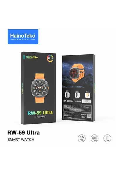 Haino Teko Germany RW-59 Ultra Yeni Dizayn Kasa 3 Kordonlu Akıllı Saat
