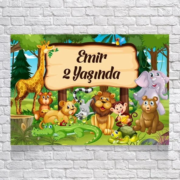 Safari Temalı Doğum Günü Afişi 35X50 cm ürün görseli