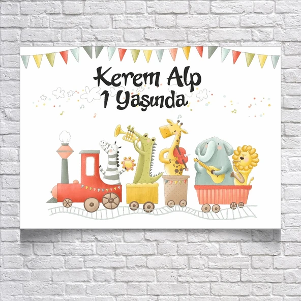 Safari Treni Temalı Doğum Günü Afişi 35X50 cm