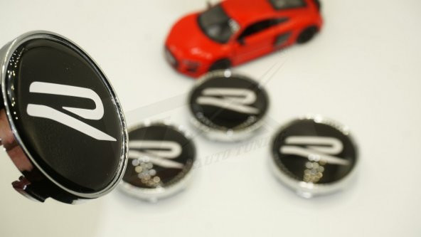 DK Tuning Volkswagen R Line Yeni Nesil Siyah Beyaz Jant Göbeği Kapak Seti 60mm ürün görseli