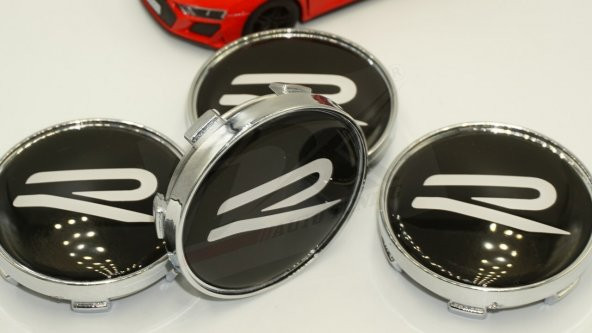 DK Tuning Volkswagen R Line Yeni Nesil Siyah Beyaz Jant Göbeği Kapak Seti 60mm - Resim 4