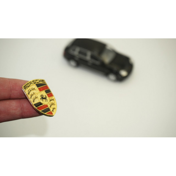Porsche Gold Metal Direksiyon 3M Logo Amblem - 2