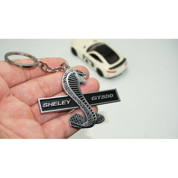 DK Ford Mustang Kobra Shelby GT500 Logo Krom Metal Çift Yön Anahtarlık