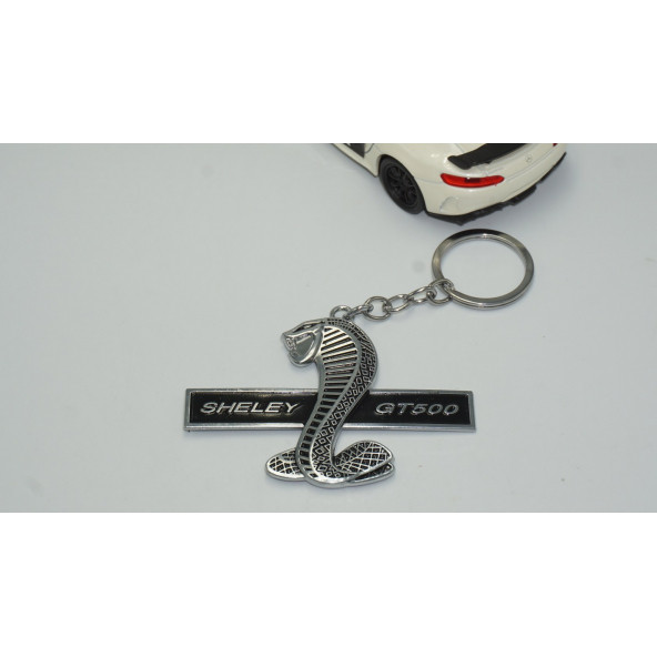 DK Ford Mustang Kobra Shelby GT500 Logo Krom Metal Çift Yön Anahtarlık - 3
