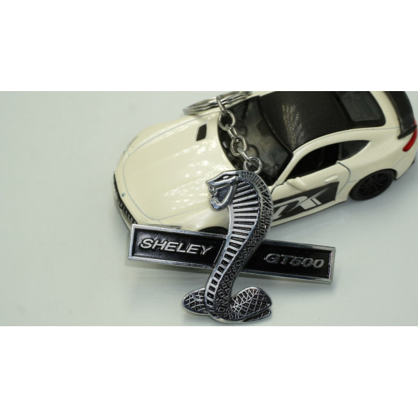 DK Ford Mustang Kobra Shelby GT500 Logo Krom Metal Çift Yön Anahtarlık - 4