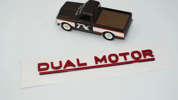 DK Tuning Tesla Dual Motor Bagaj Kırmızı Yazı Logo Arma - Resim 4