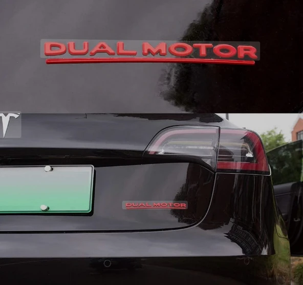DK Tuning Tesla Dual Motor Bagaj Kırmızı Yazı Logo Arma - Resim 3