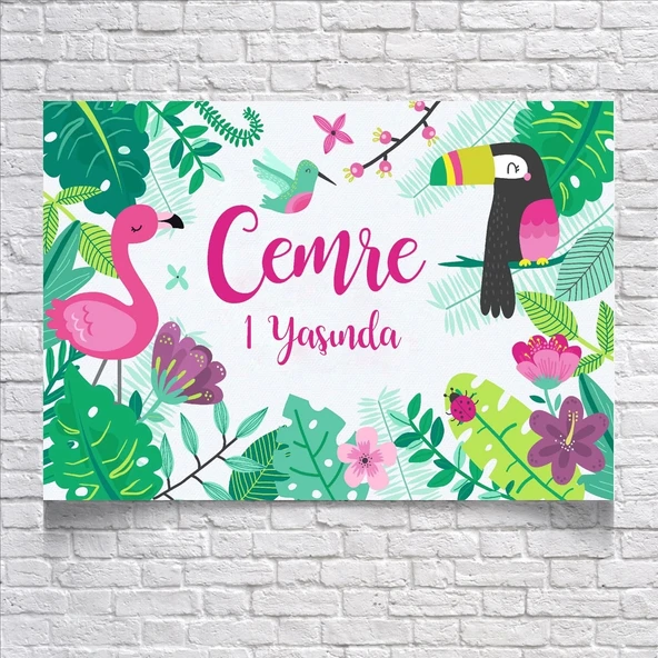 Tropikal Hayvanlar Temalı Doğum Günü Afişi 35X50 cm ürün görseli